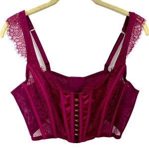 Only worn once. Wine corset top with lace and satin.